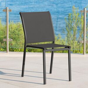 Hespéride Chaise de jardin empilable ESSENTIA Anthracite   Graphite Aluminium traité époxy, Texaline Hespéride