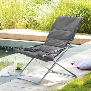 Hespéride Fauteuil relax de jardin MILOS Ardoise Acier, Polyester - Ancien prix : 49,99€ Hespéride