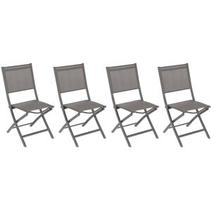 Hespéride Lot de 4 chaises jardin pliantes ESSENTIA Wengé   Tonka Aluminium traité époxy, Texaline Hespéride