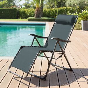 Hespéride Fauteuil relax de jardin SILOS Bleu canard Acier traité époxy, Texaline Hespéride