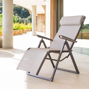 Hespéride Fauteuil de jardin inclinable DECIMA Noisette   Praline 8 positions - Aluminium Ancien prix : 119€ Hespéride