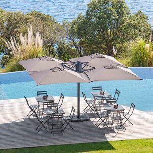 Hespéride Parasol déporté 4 en 1 SETIRI Ardoise 4,15 x m - Aluminium, Polyester Hespéride