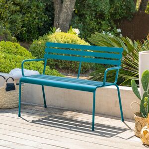 Hespéride Banc de jardin GREENSBORO Bleu canard Acier traité époxy, Traitement antirouille renforcé Hespéride