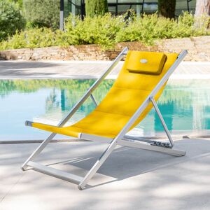 Hespéride Chilienne de jardin HONOLULU Jaune moutarde Aluminium satiné, Texaline matelassée Hespéride