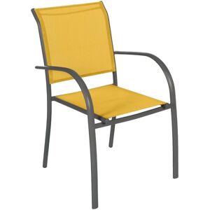 Hespéride Fauteuil de jardin empilable PIAZZA Jaune moutarde   Graphite Aluminium traité époxy, Texaline Hespéride