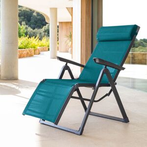 Hespéride Fauteuil de jardin inclinable DECIMA Bleu canard   Graphite 8 positions - Aluminium Ancien prix : 119€ Hespéride