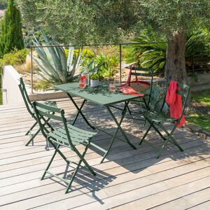Hespéride Table de jardin pliante rectangulaire GREENSBORO Vert olive 4 places - Acier traité époxy, Traitement antirouille renforcé Hespéride