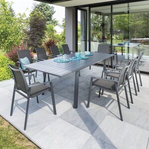 Hespéride Table de jardin extensible PAVANE Graphite 10 places - Aluminium traité époxy Hespéride