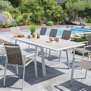 Hespéride Table de jardin extensible PAVANE Lin   Blanc 10 places - Aluminium traité époxy Hespéride