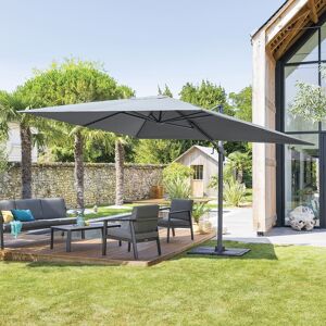 Hespéride Parasol déporté rectangulaire inclinable ÉLÉA Ardoise 4 x 3 m - Aluminium, Polyester Hespéride