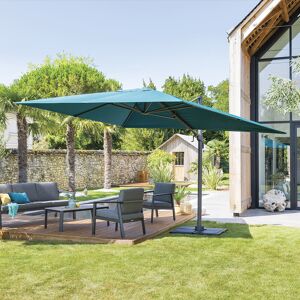 Hespéride Parasol déporté rectangulaire inclinable ÉLÉA Bleu canard 4 x 3 m - Aluminium, Polyester Hespéride