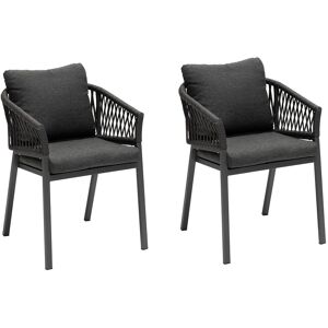 Hespéride Lot de 2 fauteuils jardin ORIENGO Anthracite   Graphite Aluminium, Mailles tressées, Polyester Hespéride