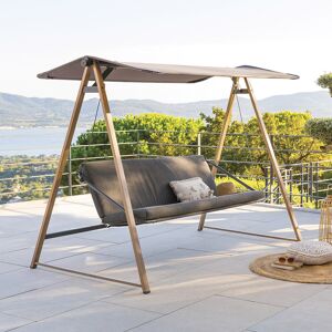 Balancelle de jardin SOLY Honey   Charbon 224 x 135 173 cm - Acier, Polyester Hespéride - Publicité