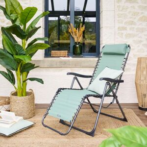 Hespéride Fauteuil relax de jardin SILOS Vert olive Acier traité époxy, Texaline Hespéride