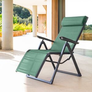 Hespéride Fauteuil de jardin inclinable DECIMA Vert olive   Graphite 8 positions - Aluminium Ancien prix : 119€ Hespéride