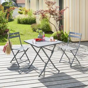 Table de jardin pliante carree GREENSBORO Gris quartz 2 places - Roland-Garros x Hesperide