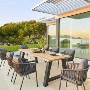 Hespéride Table de jardin IRUYA Teck   Graphite 8 places - Aluminium, certifié FSC® Hespéride