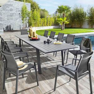 Hespéride Table de jardin extensible PAVANE Graphite 12 places - Aluminium traité époxy Hespéride