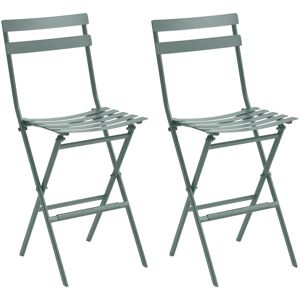 Hespéride Lot de 2 chaises hautes pliantes jardin GREENSBORO Vert olive Acier traité époxy, Traitement antirouille renforcé Hespéride