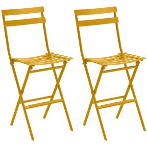 Hespéride Lot de 2 chaises hautes pliantes jardin GREENSBORO Jaune moutarde Acier traité époxy, Traitement antirouille renforcé Hespéride