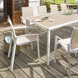 Hespéride Fauteuil de jardin empilable AXANT Lin   Blanc Aluminium traité époxy, Texaline Hespéride