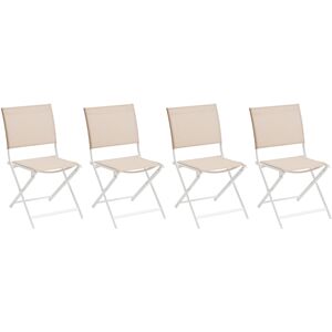 Hespéride Lot de 4 chaises jardin pliantes AXANT Lin   Blanc Aluminium traité époxy, Texaline Hespéride