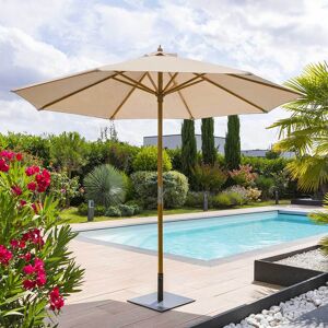 Hespéride Parasol droit rond TINAEI Taupe 3 m - Oléfine, Bambou certifié FSC® Hespéride