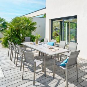 Hespéride Table de jardin extensible PAVANE Seigle   Praline 10 places - Aluminium traité époxy Hespéride