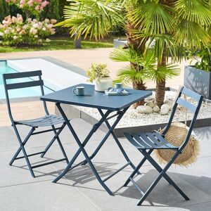 Hespéride Table de jardin pliante carrée GREENSBORO Pétrole 2 places - Acier traité époxy, Traitement antirouille renforcé Hespéride