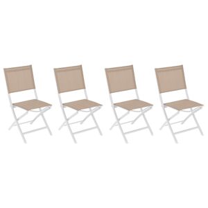 Hespéride Lot de 4 chaises jardin pliantes ESSENTIA Lin   Blanc Aluminium traité époxy, Texaline Hespéride