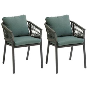 Hespéride Lot de 2 fauteuils jardin ORIENGO Olive   Graphite Aluminium, Mailles tressées, Polyester Hespéride