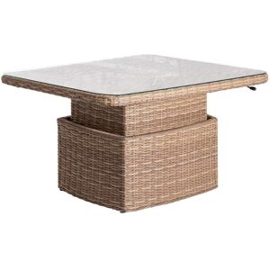 Hespéride Table basse de jardin carrée relevable MOORÉA Savana Aluminium traité époxy, Résine tressée, Verre trempé Hespéride