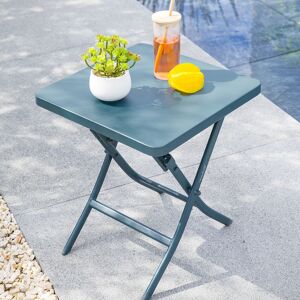 Hespéride Table d'appoint de jardin carrée GREENSBORO Pétrole 40 x cm - Acier traité époxy Hespéride