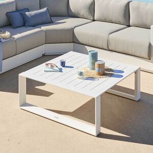 Hespéride Table basse de jardin carrée ALLURE Blanche 97 x 37 cm - Aluminium traité époxy Hespéride