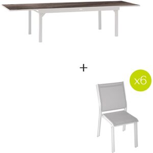 Hespéride Ensemble table de jardin extensible PIAZZA Gris smoke + 6 chaises ESSENTIA 1 12 places et pliables Hespéride