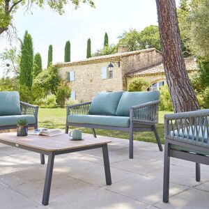 Hespéride Canapé de jardin ORIENGO Vert olive   Graphite 2 places - Aluminium traité époxy, Polyester Hespéride