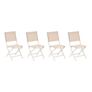 Hespéride Lot de 4 chaises jardin pliantes ESSENTIA Lin   Argile Aluminium traité époxy, Texaline Hespéride