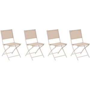 Hespéride Lot de 4 chaises jardin pliantes MODULA Lin   Argile Acier traité époxy, Texaline Hespéride