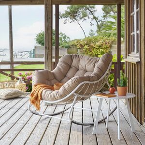 Hespéride Fauteuil oeuf à bascule PAOPAO Beige   Blanc Acier traité époxy, Polyester Hespéride