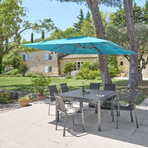 Hespéride Parasol déporté MELHIA Bleu canard 3 x m - Aluminium traité époxy, Acier, Oléfine Hespéride