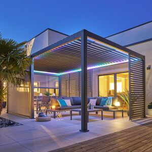 Hespéride Pergola bioclimatique électrique EVORA grand modèle Graphite 6 x 3,6 m - Aluminium traité époxy Hespéride