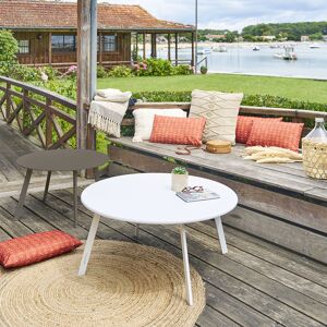 Hespéride Table d'appoint de jardin ronde SAONA Blanc 90 x 40 cm - Acier traité époxy Hespéride