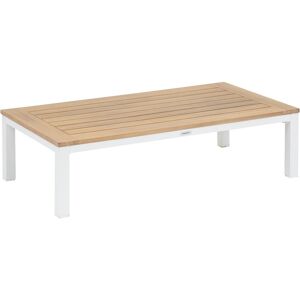 Hespéride Table basse de jardin rectangulaire EMPERIA Blanc 130 x 69 36 cm - Aluminium traité époxy, Acacia certifié FSC® Hespéride