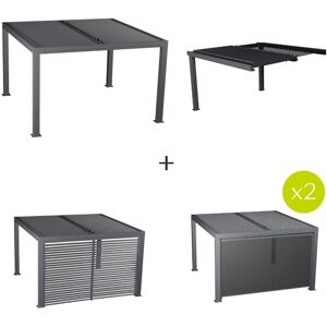 Pergola MAJAÉ + 1 extension frontale 2 stores grand modèle persienne Aluminium traité époxy Hespéride - Publicité