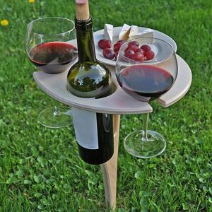 TOMTOP JMS Support de verre à vin de Table à vin en bois pliant extérieur portatif pour la fête de pique-nique d'arrière-cour de plage - Publicité