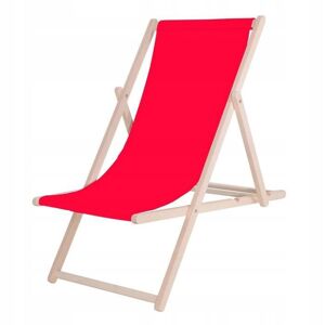 SPRINGOS® Transat de Jardin Chaise longue pliante en bois de plage 120 kg - Rouge - Publicité