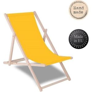 Chaise longue pliante en bois de plage - SPRINGOS - Jaune - Dossier OEKO-TEX - Résistant aux UV - Publicité