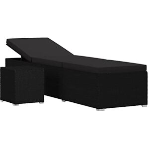 vidaXL Chaise Longue avec Coussin et Table à Thé Transat de Jardin Chaise Longue de Jardin Chaise Longue d'Extérieur Terrasse Résine Tressée Noir - Publicité