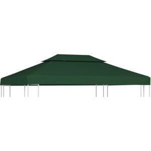 vidaXL Recouvrement de Remplacement d'Auvent Couverture de Belvédère Toile Imperméable de Rechange pour Tonnelle 310 g/m² 3 x 4 m Vert - Publicité