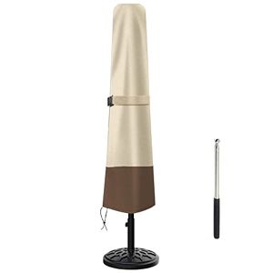 Femuar Umbarlla Housse de protection imperméable et résistante en tissu Oxford 600D pour parasol de 2,1 m à 3 m Housse pour parasol de jardin avec tige poussoir Beige et marron - Publicité
